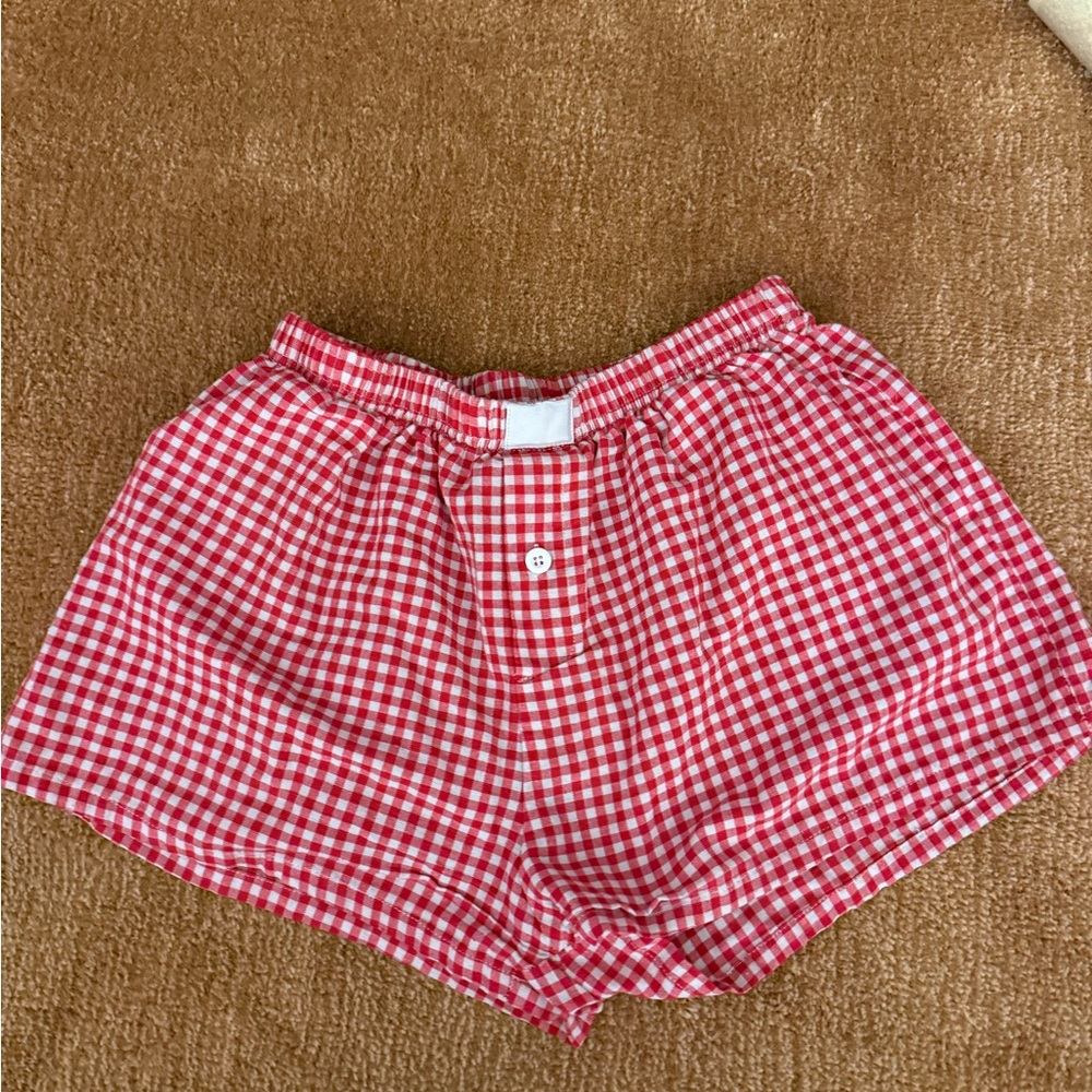 Red Gingham Cotton Boxer Shorts